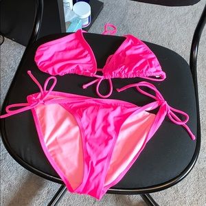 Bright pink bikini